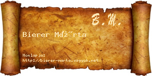 Bierer Márta névjegykártya